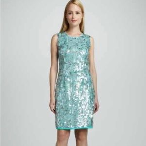 Ellie Tahari Aqua Sequin Dress Size 6